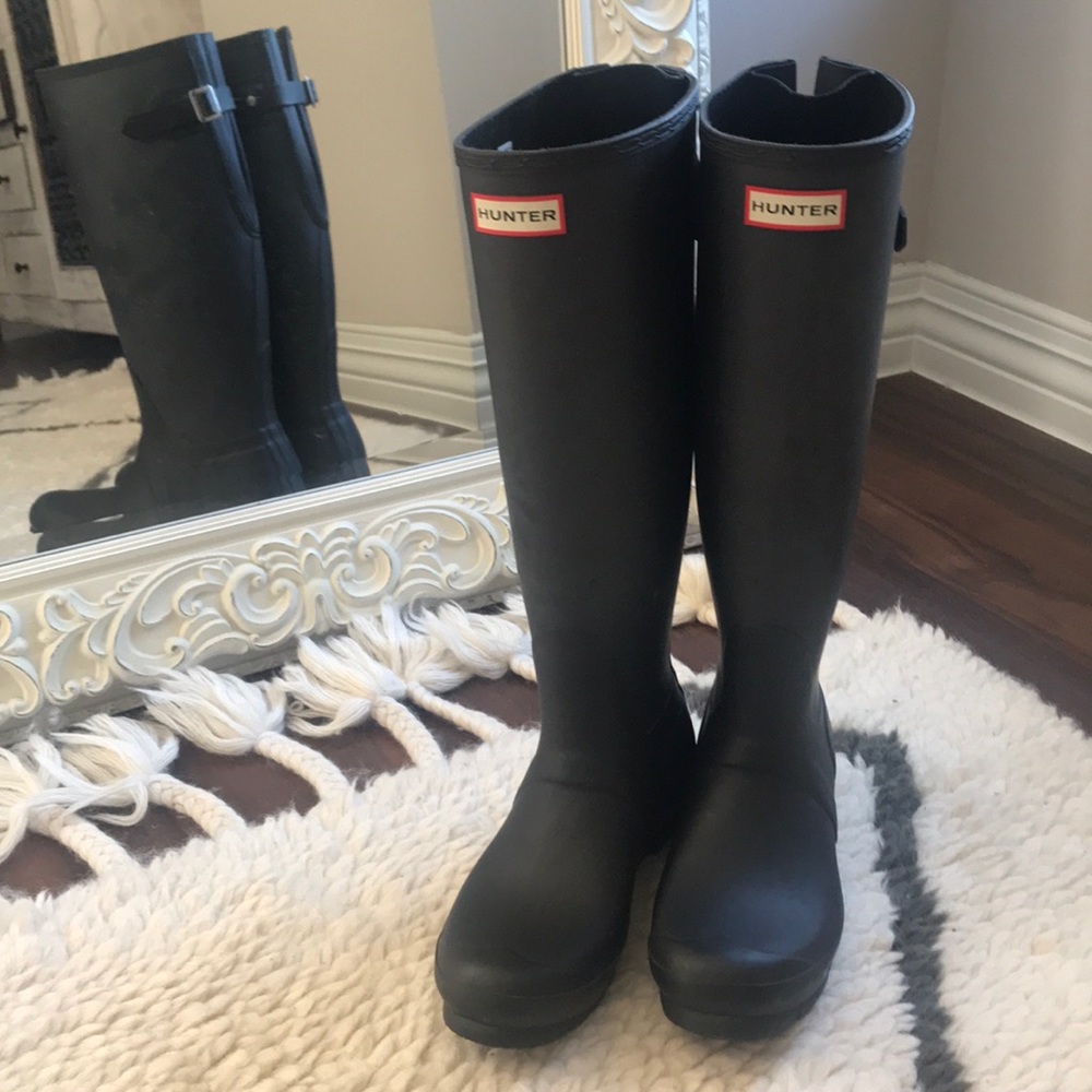 Tall Matte Black Hunter Boots